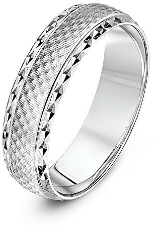 Theia Unisex Ehering Sterling Silber, Hammerschlag, mit poliertem Rand, 6mm, - Größe 52 (16.6)