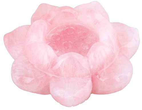 Rockcloud Kerzenhalter / Kerzenhalter / Kerzenhalter / Kristall, Rosenquarz / Lotusblume, 5,1 cm