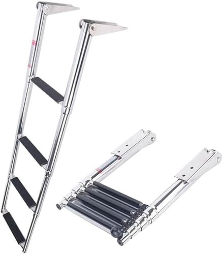FUTURUP 4 Step Stainless Steel Telescoping Boat Ladder Swim Step