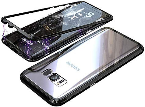 CHENYING Coque Adsorption magnétique pour Samsung Galaxy S7,Aimants Cadre Aluminium intégré Dos Verre trempé,Couverture magnétique protectrice métal Cover Casse pour Samsung Galaxy S7, Noir
