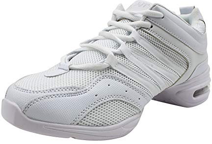 Yudesun Schuhe Sport Outdoorschuhe Tanzschuhe Damen - Mode Mesh Lace Up Schuh Freizeit Training Sneaker Laufschuhe Modern Tanz Jazz Tango Gymnastik Sportschuhe Bequem Weiß 38 EU