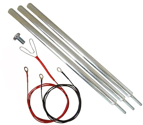 Ellofence Erdungsset für Weidezaun - Robuster Erdungspfahl Edelstahl mit Zubehör - Tiefenerder mit Erdungskabel & Anschluss - Elektrozaun Erdungsspieß Set