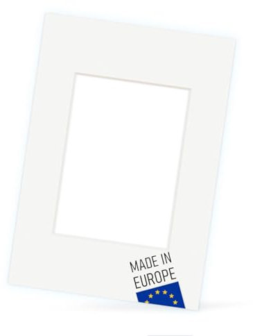 PHOTOLINI Passepartout 30x40 aussen für 20x30 innen, säurefrei 1,5 mm Passepartout Karton Reinweiß, alterungsbeständige Schrägschnitt - Passepartouts, Präsentation & Schutz von Bildern und Fotos