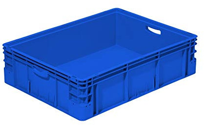 Die Boxfabrik Eurobehälter 800x600x220 mm | Stapeln | Wände und Boden geschlossen | Handgriff | 90 Liter | PP-C | Premium-Qualität Made in Germany - Blau