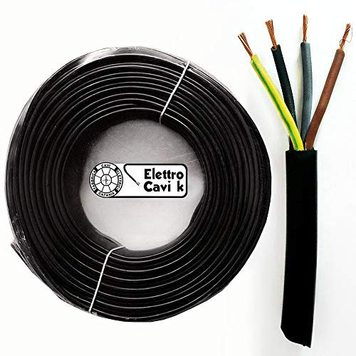 ELETTROCAVI K - CAVO ELETTRICO H07RN-F 4G4 mm² IN GOMMA NEOPRENE SUPER FLESSIBILE USO INTERNO/ESTERNO QUADRIPOLARE 4 POLI CPR 0,6/1 kV IEMMEQU PROFESSIONALE MADE IN ITALY 10 METRI