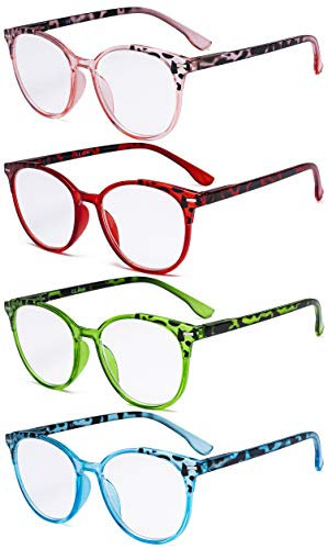 Eyekepper 4er Pack Damen-Lesebrille - Übergroße runde, stilvolle Lesebrille für Damen +4.00