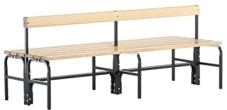 System-Umkleidebank Holz/Stahl, Typ G, LxBxH cm: 150x72,5x77, Doppelseitig, mit Rückenlehne