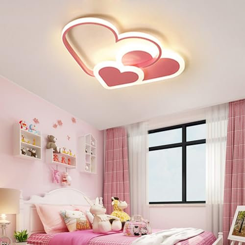 Kinderzimmerlampe LED Deckenleuchte Kinderzimmer Deckenlampe Modern 3 Herz Design Acryl-schirm Kinder Mädchen Junge Schlafzimmer Deko Decke Lampe Dimmbar Wohnzimmer Küchen Esszimmer Bad Flur