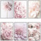 OYFFL Set 6 Kunst Moderne Aquarell Blumen Ölgemälde auf Leinwand Poster und Drucke Rosa Pfingstrose Wandkunst Bild für Wohnzimmer Dekor (20 * 30cm)