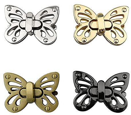 Pamtns Verschlüsse für Taschen 4 Stück Drehverschluss Tasche Schmetterlingsform Taschenverschluss Steckschloss für Taschen Twist Turn Lock Taschenschnalle für Taschenzubehör zum Nähen