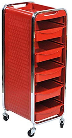 GHCXY Bewegliche Wagen, Haushaltsservice Cart Schönheitssalon Spa Warenkorb Auf Stillen Rädern Mit 5 Schubladen, Haartrockner Halter, Friseur Friseur Werkzeugkabinettwagen/Rot/36 * 31 * 89Cm