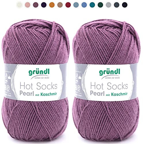 theofeel Set | 2x50g Merino Sockenwolle mit Kaschmir | Gründl Hot Socks Pearl 05 | Strumpfwolle mit Kaschmirwolle | Cashmere Sockengarn zum Stricken oder Häkeln