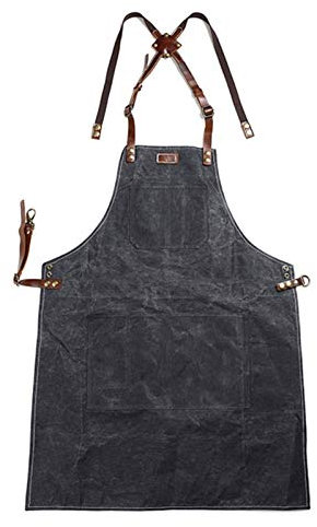 fayengan Arbeitsschürze Herren,Robuste Werkzeugschürze Für Männer, Schweißerschürze Mit Kreuz-Rückengurten, Arbeitsschürze Für Garten, Keramik, Werkstatt, Garage (Color : Black, Size : XL)