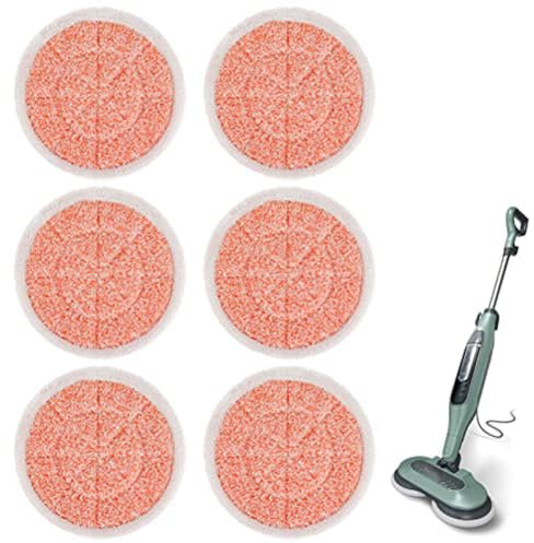 Sgizoku S6002UK Steam Mop Pads Compatible with Shark Steam Mop Cover Replacement,Heavy Scrub Pad,Reusable Steam & Scrub Cleaning Pads,Super Friction Orange Velvet+ Nylon Yarn Pads 6PCS