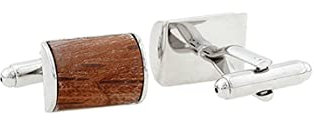 Stfery Manschettenknöpfe Herren mit Gravur, Manschettenknöpfe Herren Wedding Braun Kupfer Cufflinks Halbzylinder aus Holz Schmuck Geschenk