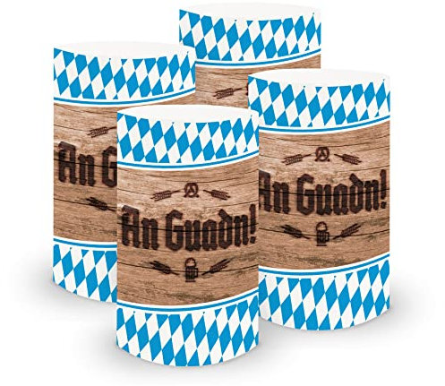 itenga 6X Windlicht Tischlicht aus Folie I Bayrisch An Guadn I 10cm I ideal als Tischdeko für bayrische Anlässe Oktoberfest Mottoparty I geeignet für Teelichter oder LED-Kerzen