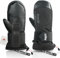 devembr Ski-Fäustlinge mit Handgelenkschützern, Warme Snowboard-Fäustlinge, Wasserdicht, Schwarz, M