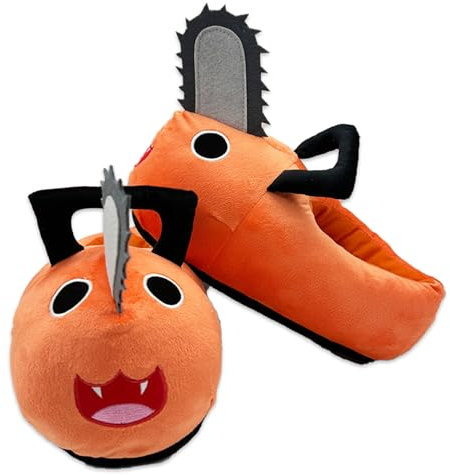 Roffatide Anime Chainsaw Man Pochita Fuzzy Slippers, Unisex, One Size (3/7.5 UK), Pochita B, Velvet, Animal Print, Plush, Cotton Blend, SLIPPER
