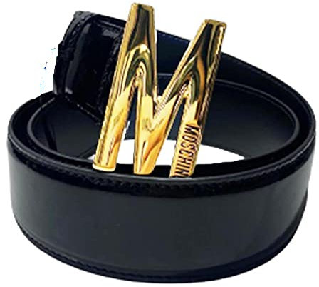 Moschino Gürtel schwarz Maxi Logo M Gold tg 44, Schwarz , 38