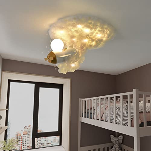 MOLOURK LED Deckenleuchte Für Kinder 25W Flugzeug Schlafzimmer Deckenlampe Kreativität Kinderzimmerlamp Baumwolle Styling Moderne Babylampe Kinderzimmer Deckenbeleuchtung Warmweiß Enthält G9 5W