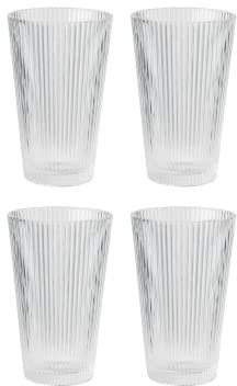 Stelton Pilastro Trinkgläser - Geriffelte Wassergläser Set - Spülmaschinenfest, Stapelbar, für heiße & kalte Getränke - 350ml - 4er Set