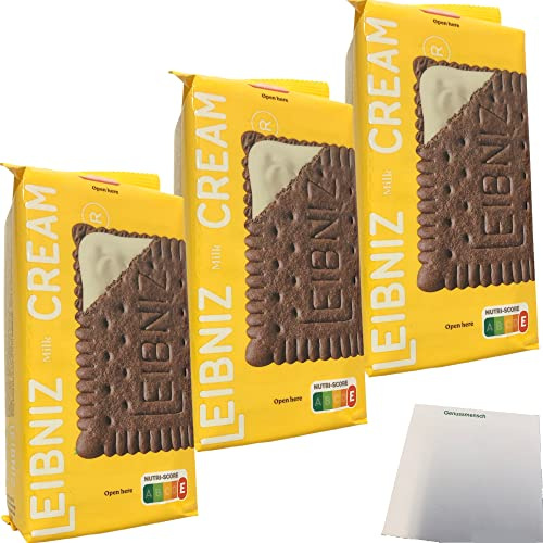Leibniz Keks'n Cream Milk Kakaokekse mit Milchcremefüllung 3er Pack (3x190g) + usy Block
