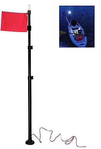 Safety Flag Base Kit, Universal Deluxe Safety Flag with Mount Pole Light for Combo for Kayak Canoe Boat Dinghy