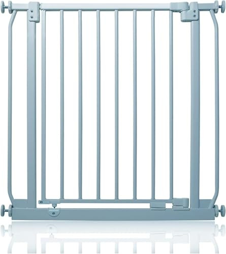 Safetots Elite Pressure Treppenschutzgitter Grau – Ohne Bohren –Auto-Close & Stay-Open ab 90° – Extra breit bis 65.5cm-74.5cm – Beidseitig öffnend–Hochwertiges Sicherheitsgitter für Kinder & Haustiere
