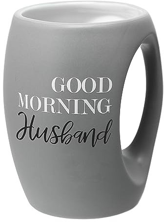 Pavilion Gift Company Große Steingut-Kaffeetasse mit Aufschrift Good Morning Husband, 473 ml, Handwärmer-Kaffeetasse, kuschelige Handwärmetasse, lustige Tassen für Jungs, Geschenke für Ehemann, 1