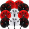 Jetec 10 Pcs Chinese New Year Fans Chinese Character Folding Oriental Handheld Paper Japanese Round Fan for Wedding Birthday Party Supply Decoration