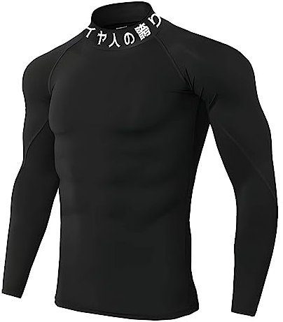 T-shirts de compression pour homme avec col haut | T-shirt de compression à col haut | Sport, fitness | Vegeta, fierté des Saiyans en japonais, Noir , XS