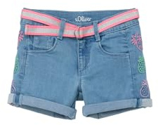 s.Oliver Junior Mädchen 2146050 Jeans Short mit Gürtel, blau 54Z2, 116/REG