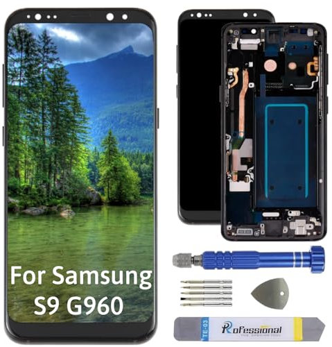 Int'x Display INCELL für Samsung S9 - Ersatzbildschirm für LCD mit Rahmen - Touchscreen mit Reparaturwerkzeug-Kits - Ersetzt einen defekten Bildschirm - Schwarz
