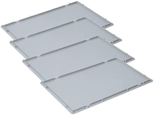 kanister-vertrieb® 4er Set: Auflagendeckel Euro-Norm Deckel passend für E1, E2, E3 Kiste mit Grundmaß 60 x 40 cm Deckel für Euroboxen rot, grau, blau, grün (Grau)