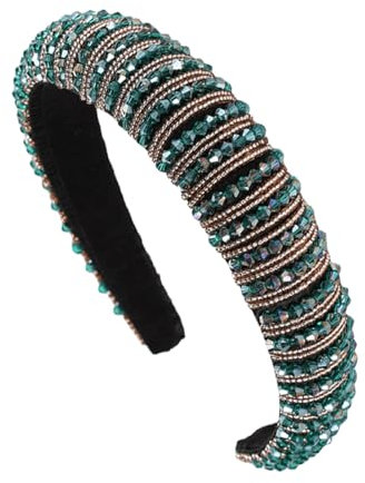 scicent Stirnband Strass Jeweled Hochzeit Braut Breites Band Haarband Silber Glitzer Kristall Diamant Kopfschmuck Glitzer Pailletten Weiß Bling Geburtstag Party Urlaub Haarschmuck 16416