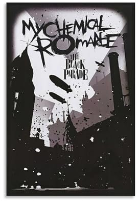 PtaTt Poster My Chemical Romance, schwarze Parade, Leinwand, Wandkunst, dekoratives Wohnkultur, Gemälde für Wohnzimmer, Schlafzimmer, 40 x 60 cm, ungerahmt, Stil 14