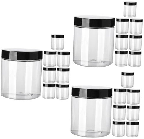 Mipcase 24pièces Pots Plastique Transparent Avec Couvercles Pour Crème Contenants Rechargeables Pour Cosmétiques Et Voyages