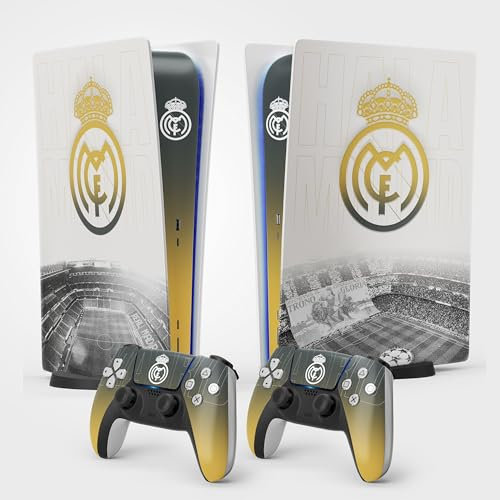 FFrame Aufkleber für PS5 Real, selbstklebend, Playstation 5 Fußball, Konsole und Controller, Standard-Digital-Edition, Skin Madrid PS5 (2 Controller)