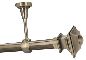 HDTL Gardinenstange Vorhangstange 25mm 1-läufig Deckenmontage Messing Antik 180 cm Erato