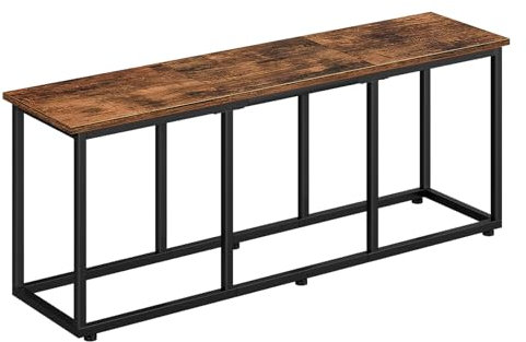 HOOBRO Sitzbank für Esszimmer, Esstischbank, Küchenbank, industrielle Schuhbank, Bettbank, Eingangsbank, 120 cm lang, für Esszimmer, Eingang, Schlafzimmer, Rustikales Braun und Schwarz EBF45CD01