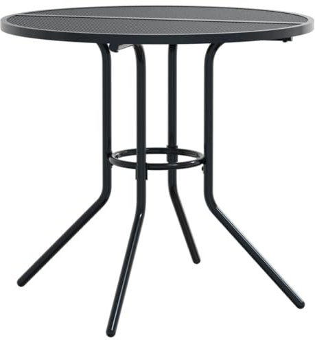 vidaXL Terrassentisch Rund Anthrazit Pulverbeschichteter Stahl, Outdoor Tisch, Bistromöbel, Bistrotisch, Gartentisch, Bartisch, runder Gartentisch