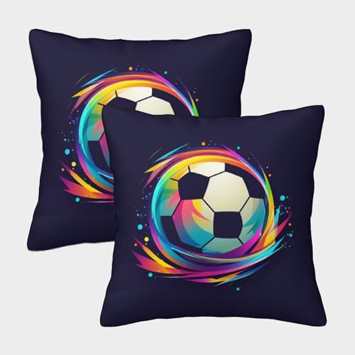 FPAKAKIIE Fußball dekokissen 2er Set Kissenhüllen Kuschelkissen für Sofa Stuhl Bett Garten 40x40cm