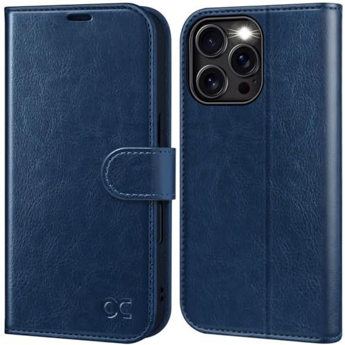 OCASE for iPhone 16 Pro Case, PU Leather Wallet, Magnetic Flip Folio Cover with RFID Blocking, Card Holders, Shockproof TPU, and Kickstand for 6.3 Inch iPhone 16 Pro (2024), Blue