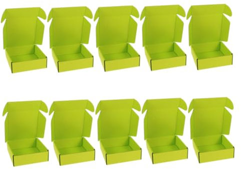 Lurrose Wellpapp Versandkartons 15x15x5cm Faltbar Stabil 10 Stück Grün Doppelseitig Bedruckt Versandverpackung Für Kleinunternehmen