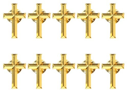 Kodbww 10 Stück Kreuzbrosche Metallabzeichen Pin Stilvolle Anstecknadel Kreuzbrosche Legierung Religiöse Anstecknadeln für Mode-Outfits Legierung