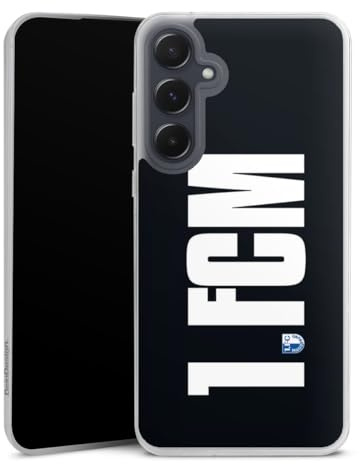 Slim Case kompatibel mit Samsung Galaxy A 55 5G Silikon Handyhülle transparent Hülle extra dünn 1. FCM Offizielles Lizenzprodukt 1. FC Magdeburg