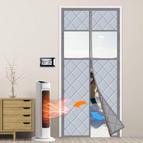 Rideau de Porte Thermique Protection Contre le Froid Sans Percer, Rideau de Porte Isolant Thermique 100 x 220 cm, Rideau Magnétique de Protection Contre La Chaleur pour Les Portes