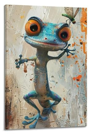 Tier-Poster, lustiges freches Eidechsen-Poster, dekoratives Gemälde, Leinwand, Wandposter und Kunstdruck, moderne Familienschlafzimmer-Dekoration, Poster, 30 x 45 cm