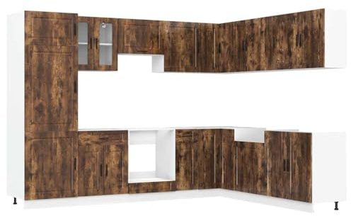 vidaXL 14-TLG. Küchenschrank-Set Porto Räuchereiche Holzwerkstoff