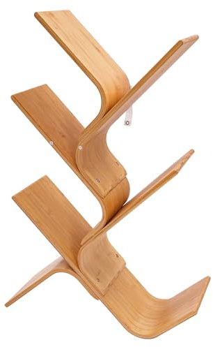 PattenlLevi Bücherregal Baumform 5-Tier Standregal Jede Ebene Max 7.5kg Bücher Regal Holzregal Boden Bambus Baum Bücherregal für Aufbewahrung Bücher,Akten,CDs(63 * 20 * 91cm)